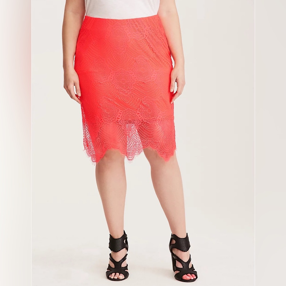torrid Coral Lace Pencil Skirt